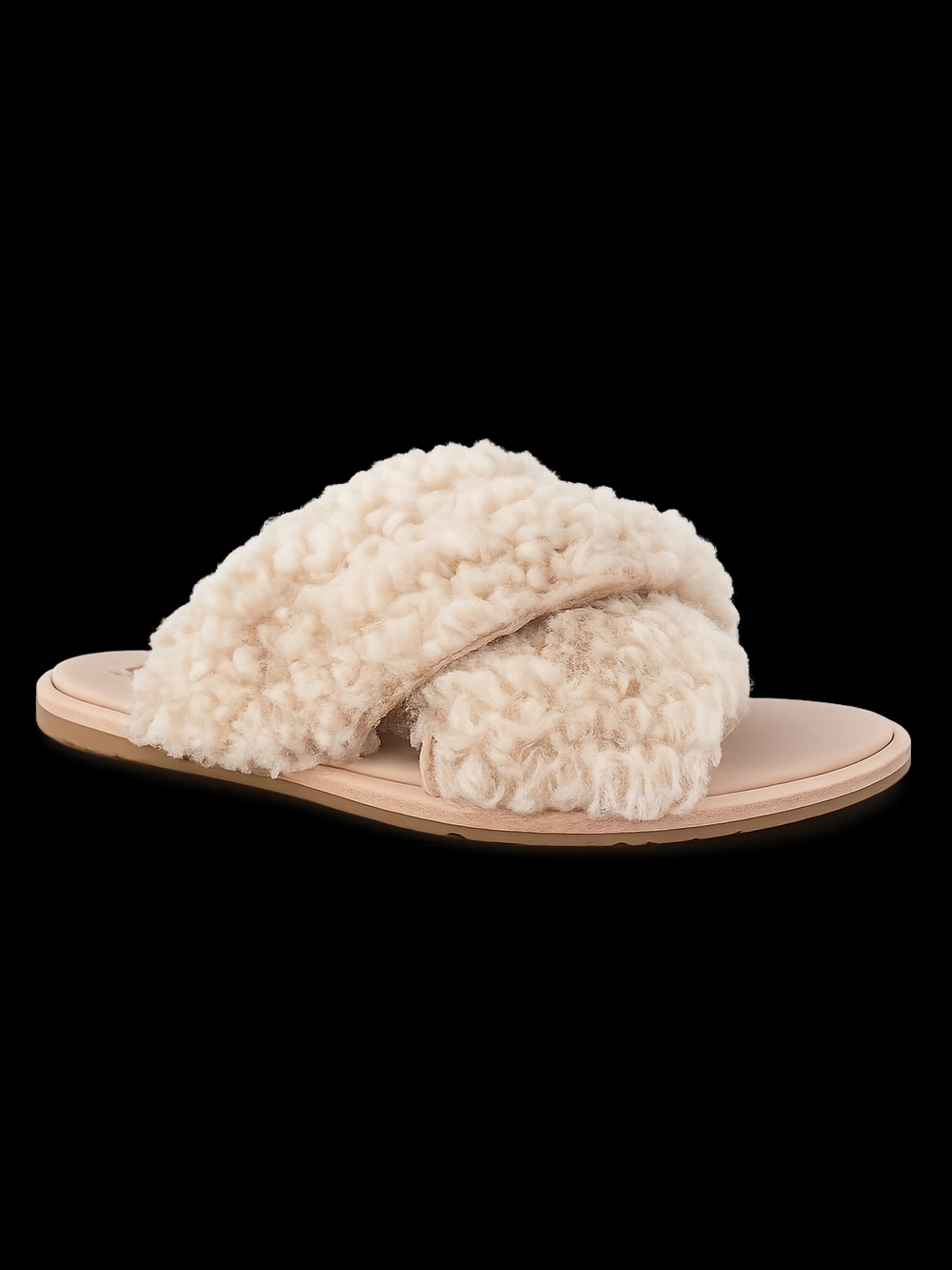 UGG Joni Sheepskin Slide Sandals Cream Fluffy Cozy Slides Women’s 9.5 Lounge Lux - Picture 4 of 11